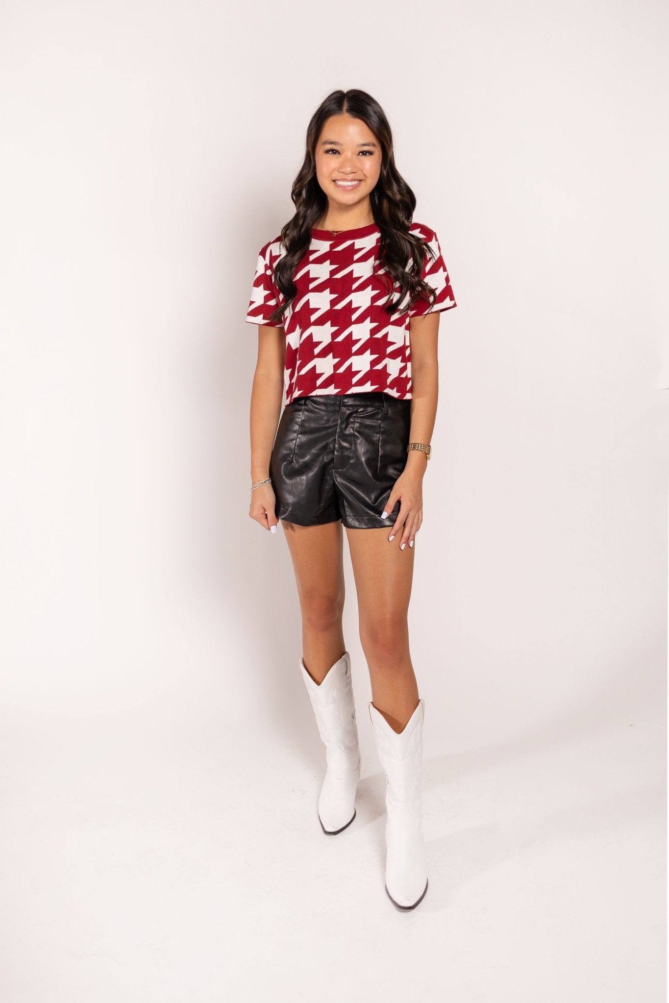 HOUNDSTOOTH KNIT CROP - Sparkle City Co