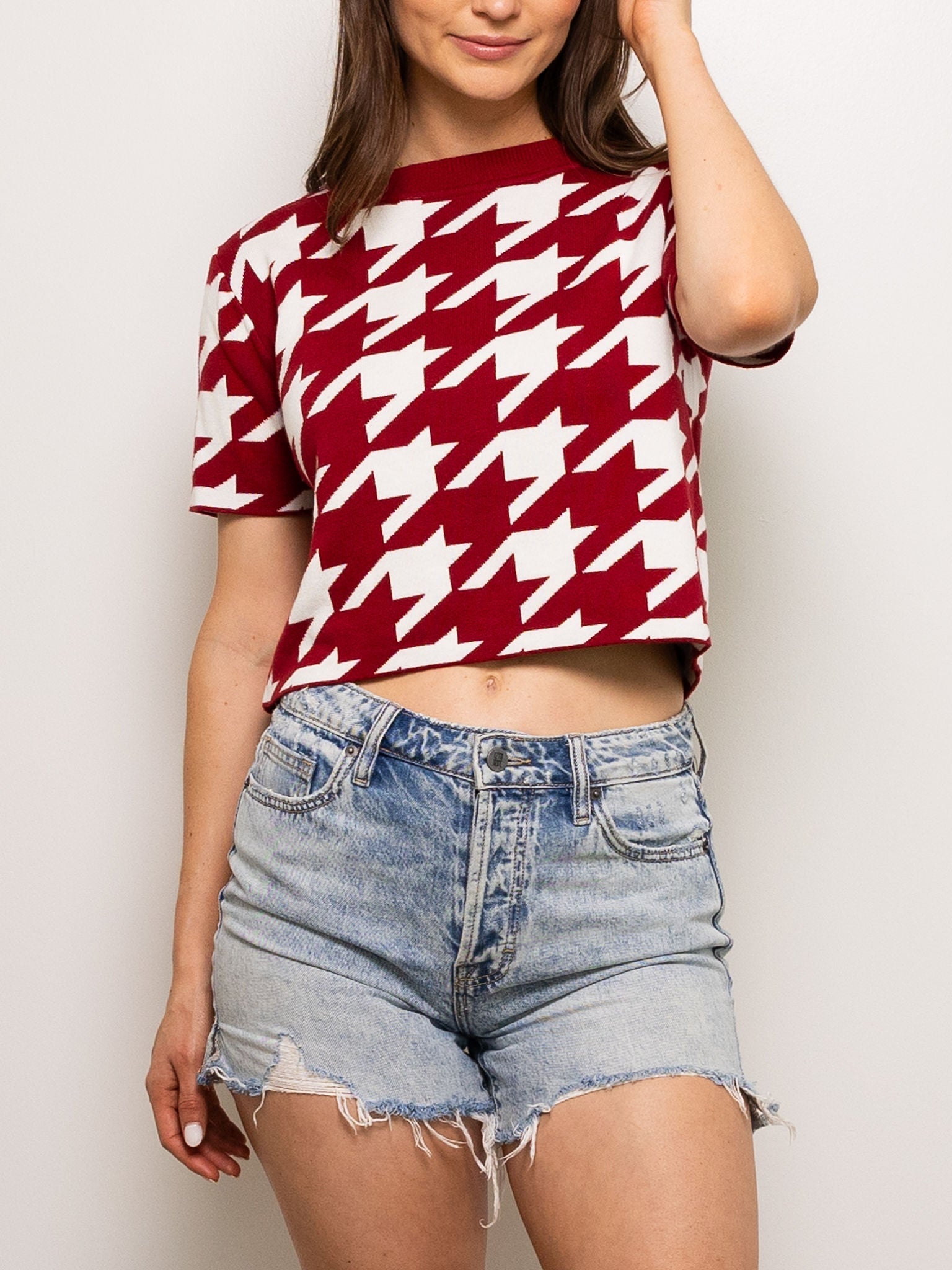 HOUNDSTOOTH KNIT CROP - Sparkle City Co