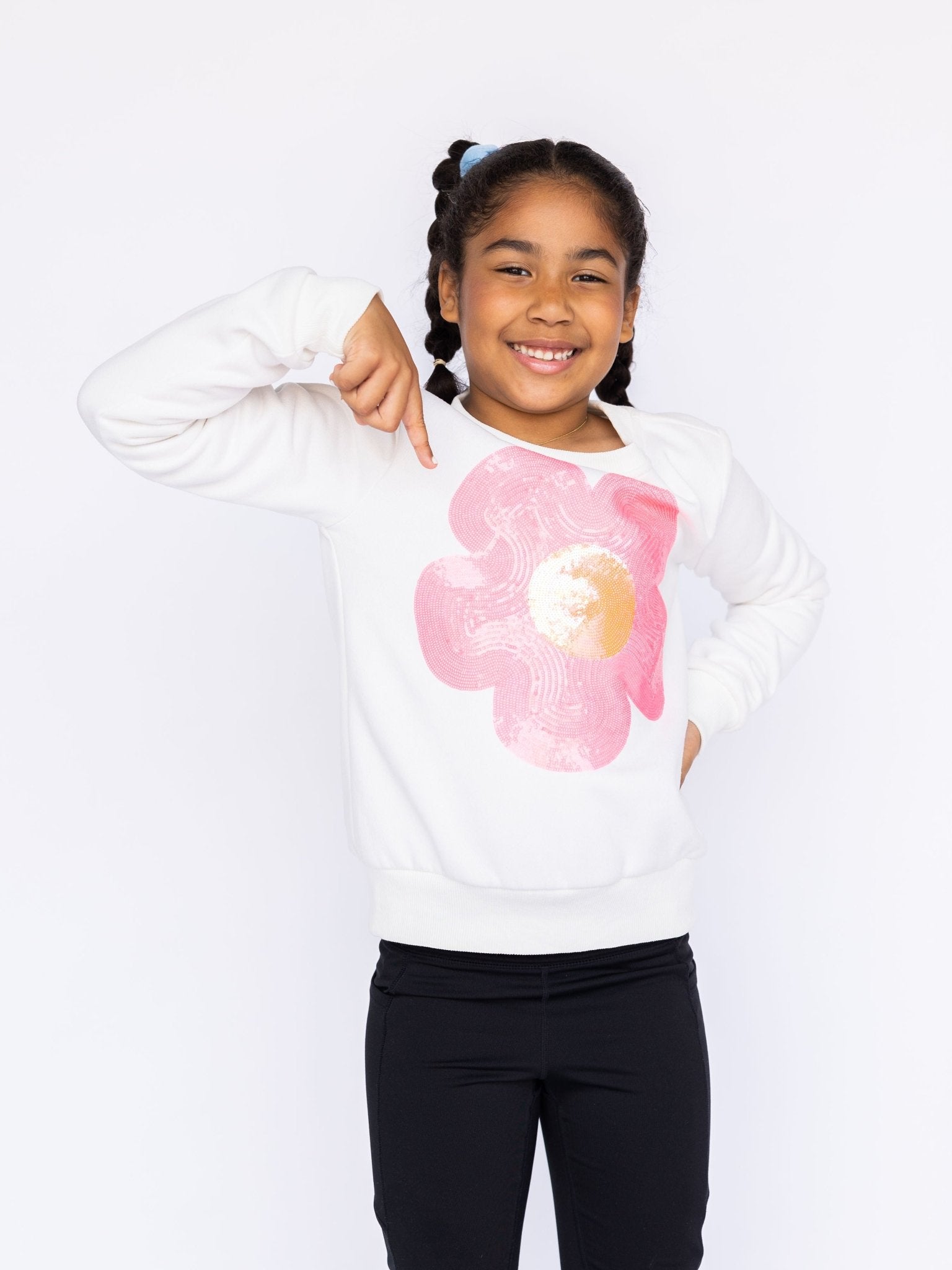Kids Pink Disco Flower Sweatshirt - Sparkle City Co