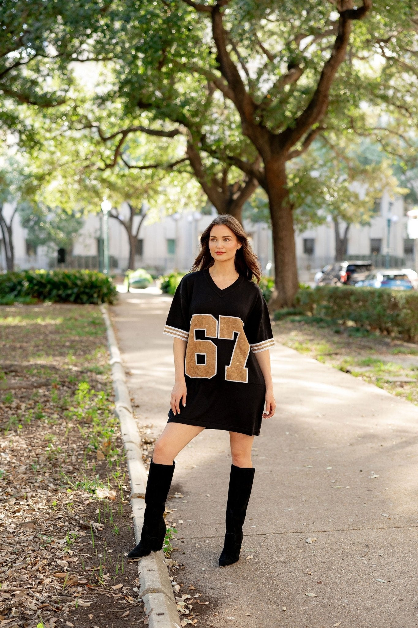 Knit Jersey Dress - Black & Gold - Sparkle City Co