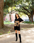 Knit Jersey Dress- Black & Gold - Sparkle City Co