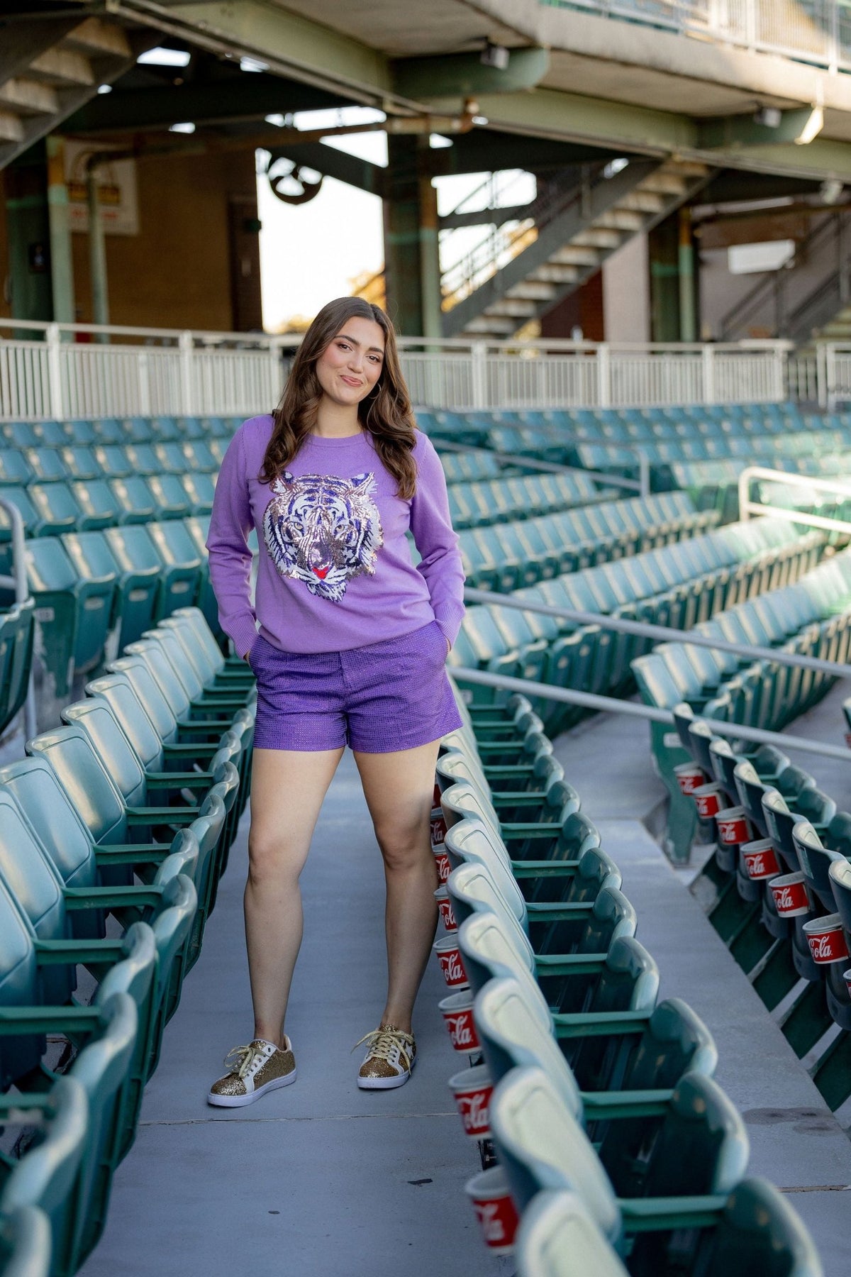 Lavender Mega Tiger Sweater - Sparkle City Co