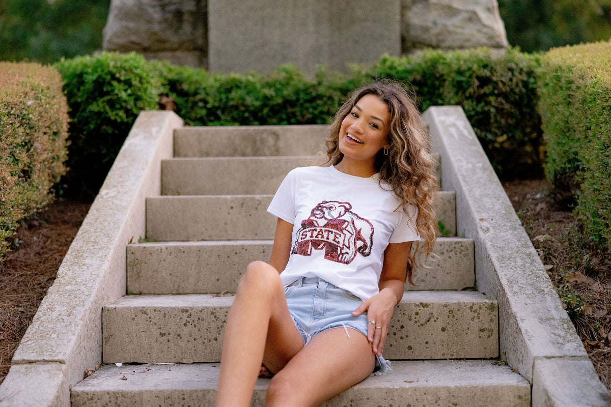 LICENSED MS STATE HEAD TEE - Sparkle City Co