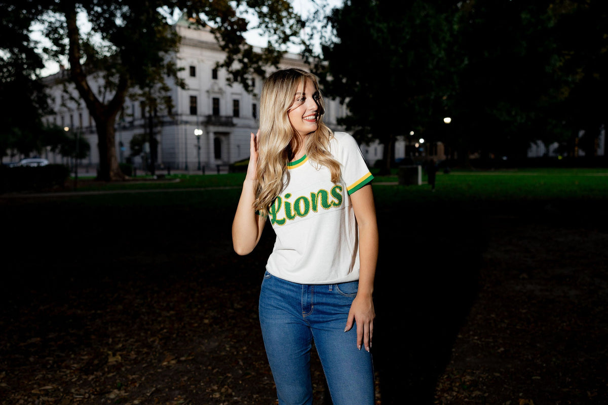 "LIONS" Short Sleeve Sweater - Sparkle City Co
