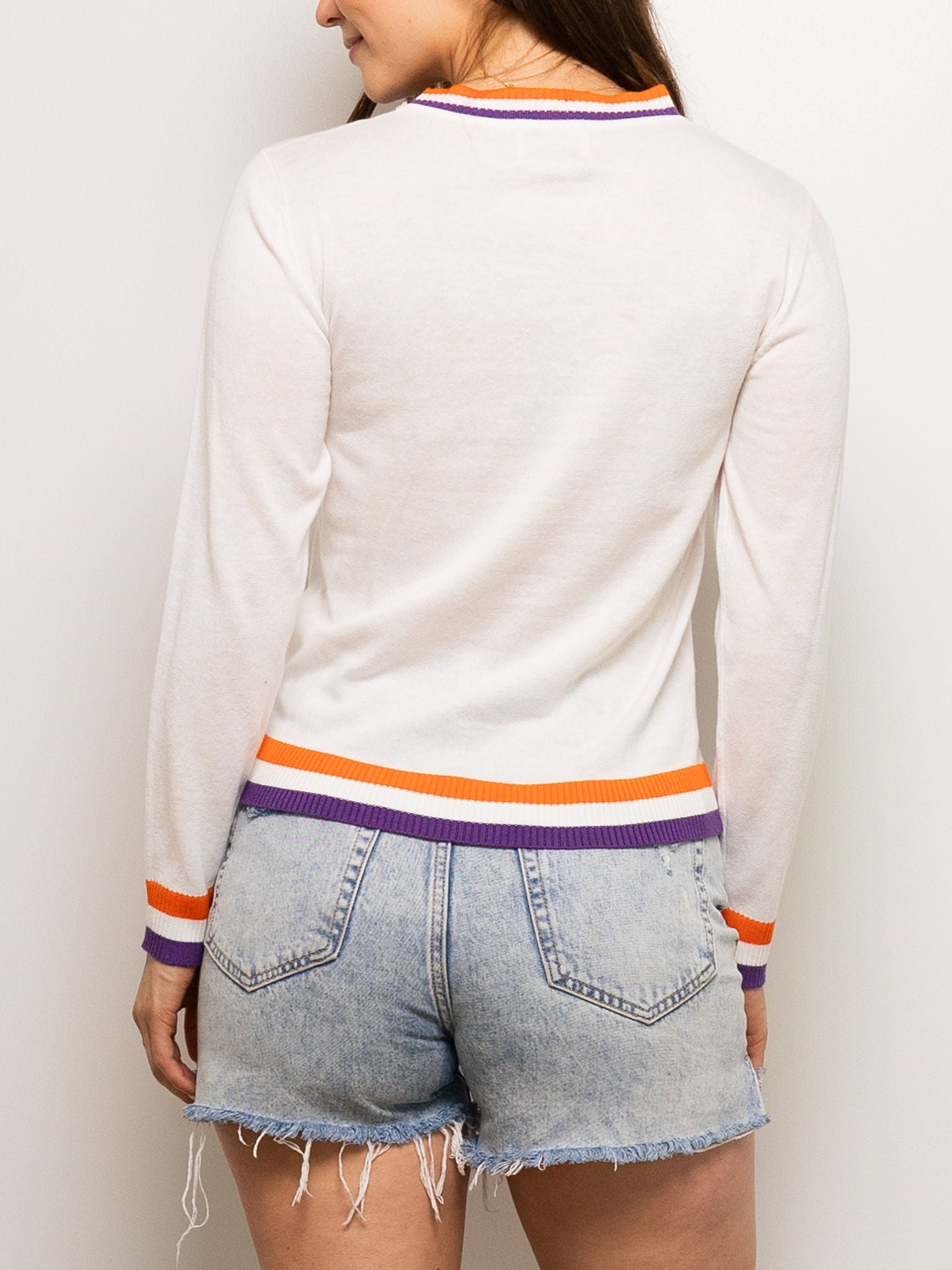 Long Sleeve Thin Knit Clemson Tiger Sweater - Sparkle City Co