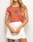 Longhorn Glitter Two Tone Tee - Sparkle City Co
