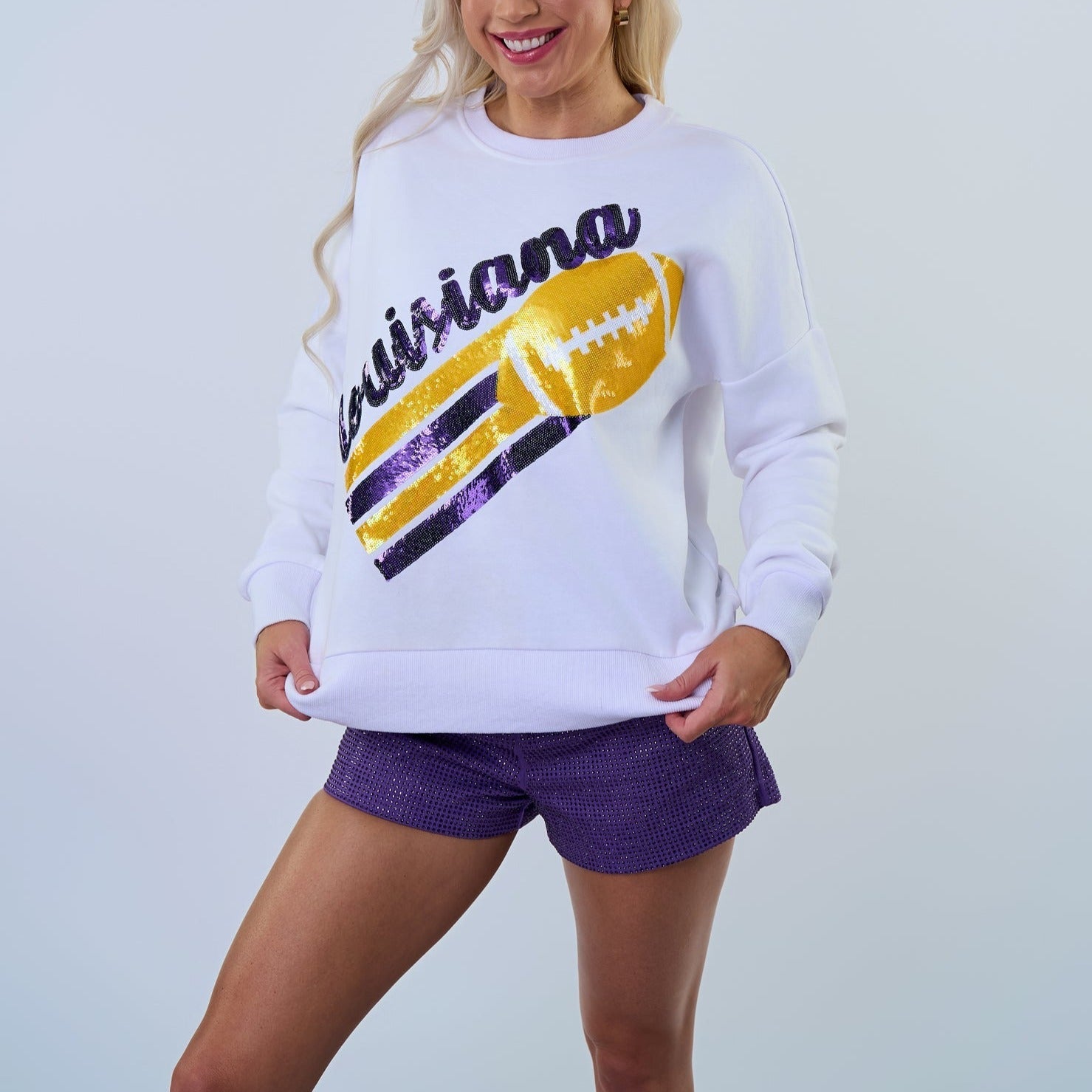 Louisiana Flying Football Sweatshirt - Sparkle City Co