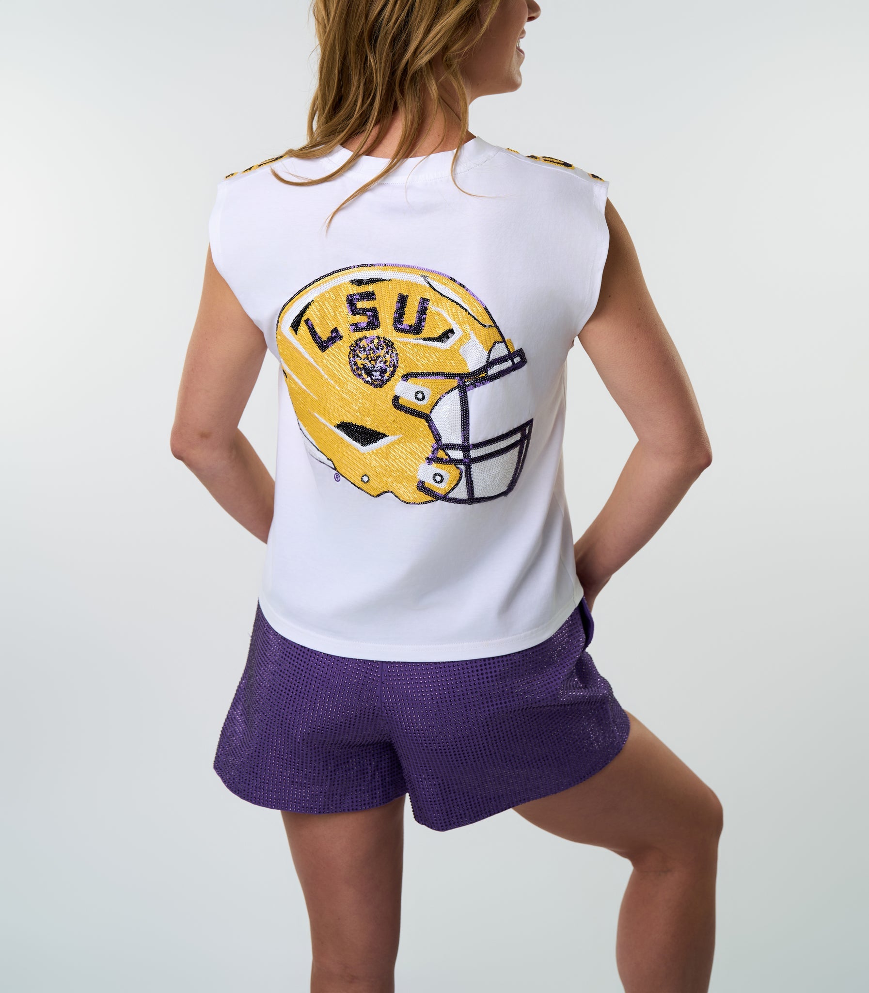 LSU Helmet Shoulder Tank - Sparkle City Co