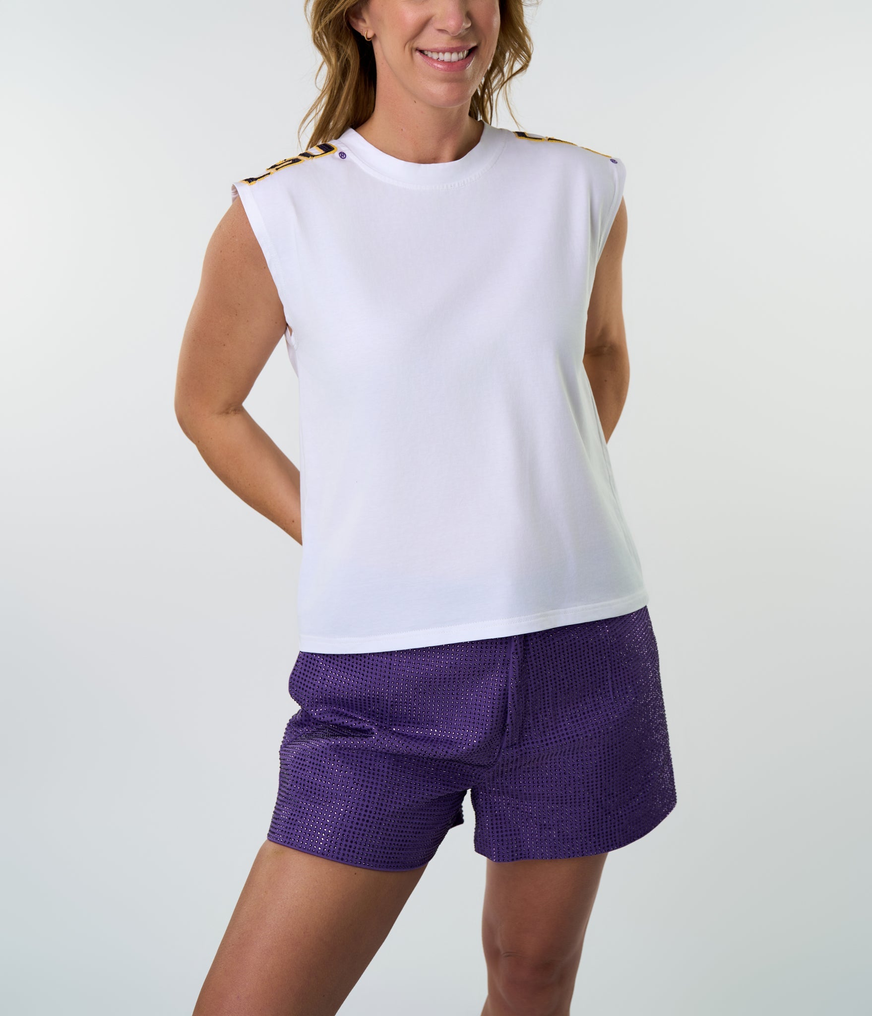 LSU Helmet Shoulder Tank - Sparkle City Co