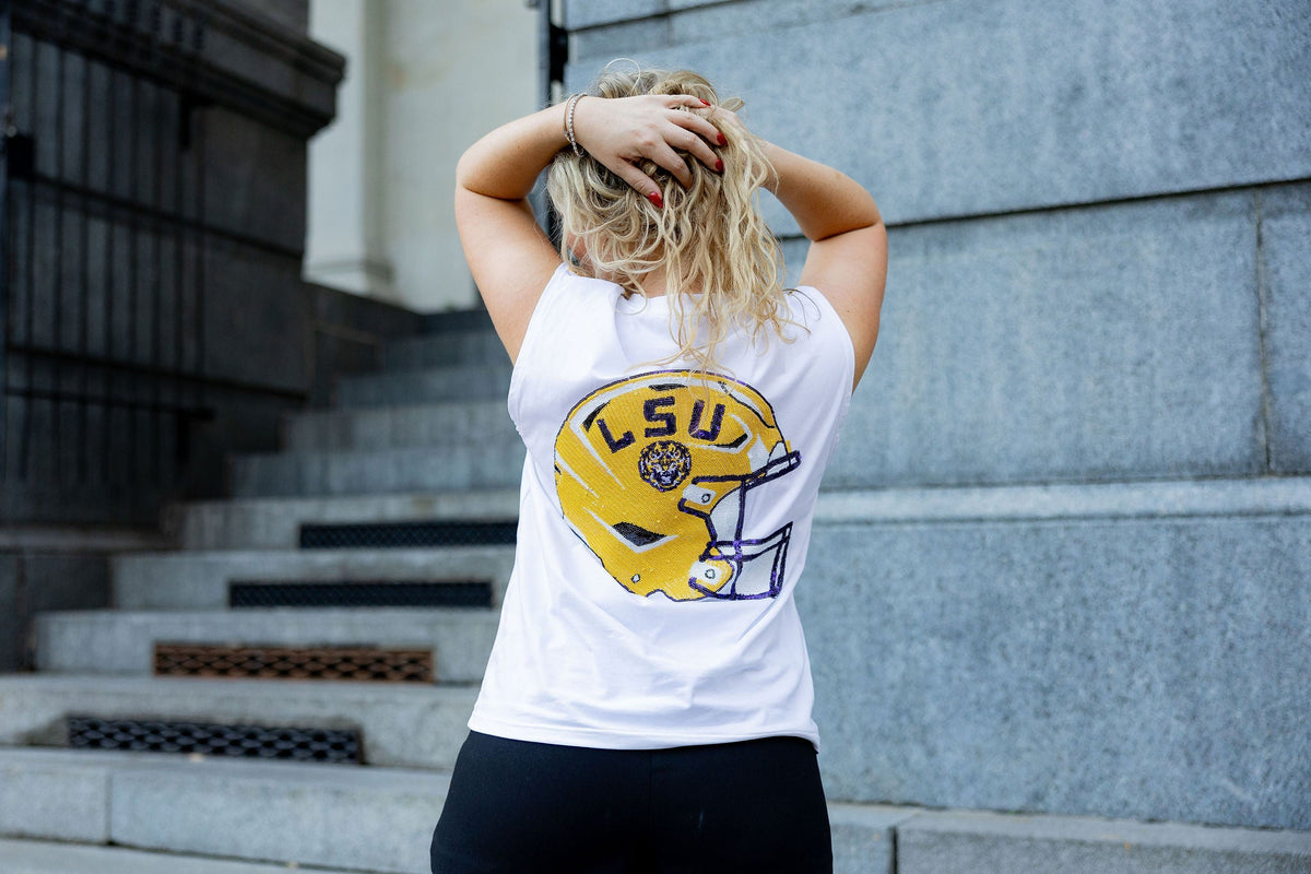 LSU Shoulder Tank Helmet back - Sparkle City Co