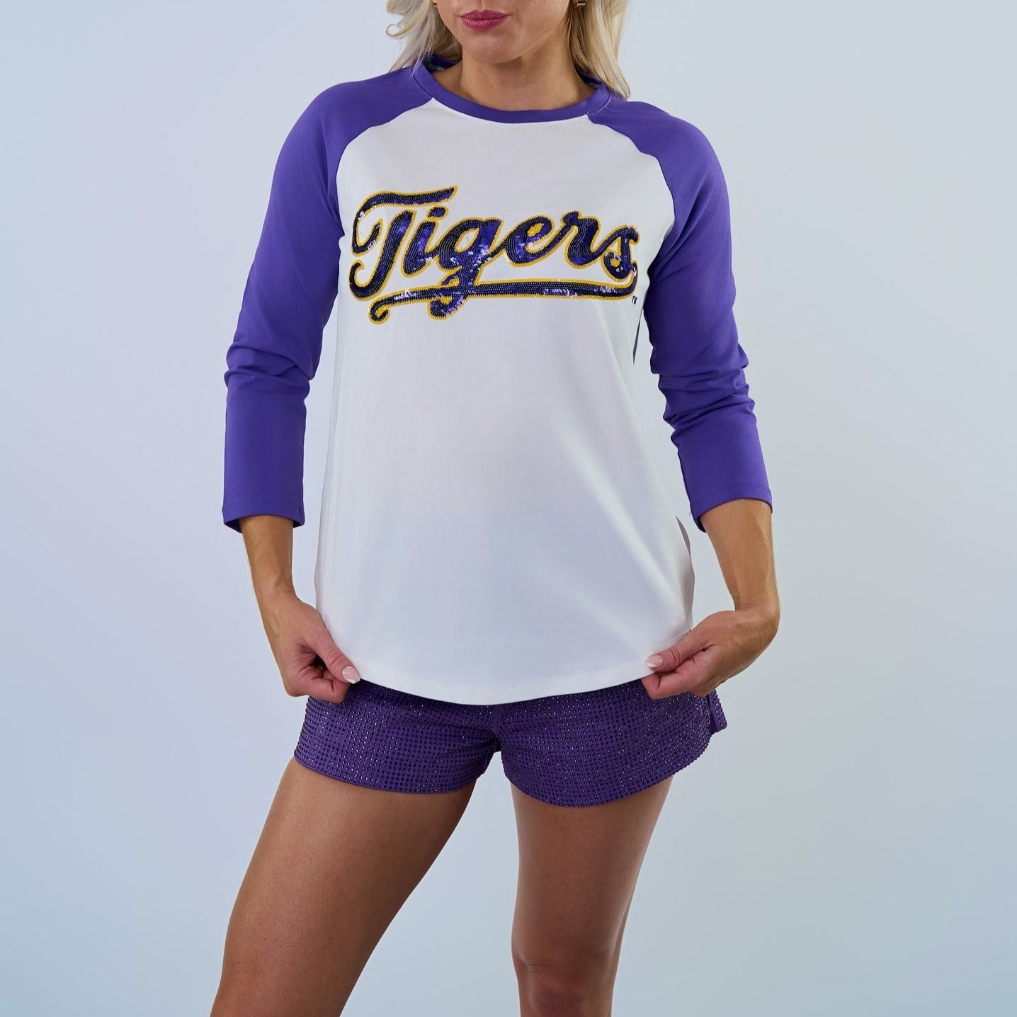 LSU "Tigers" Purple Raglan Tee - Sparkle City Co