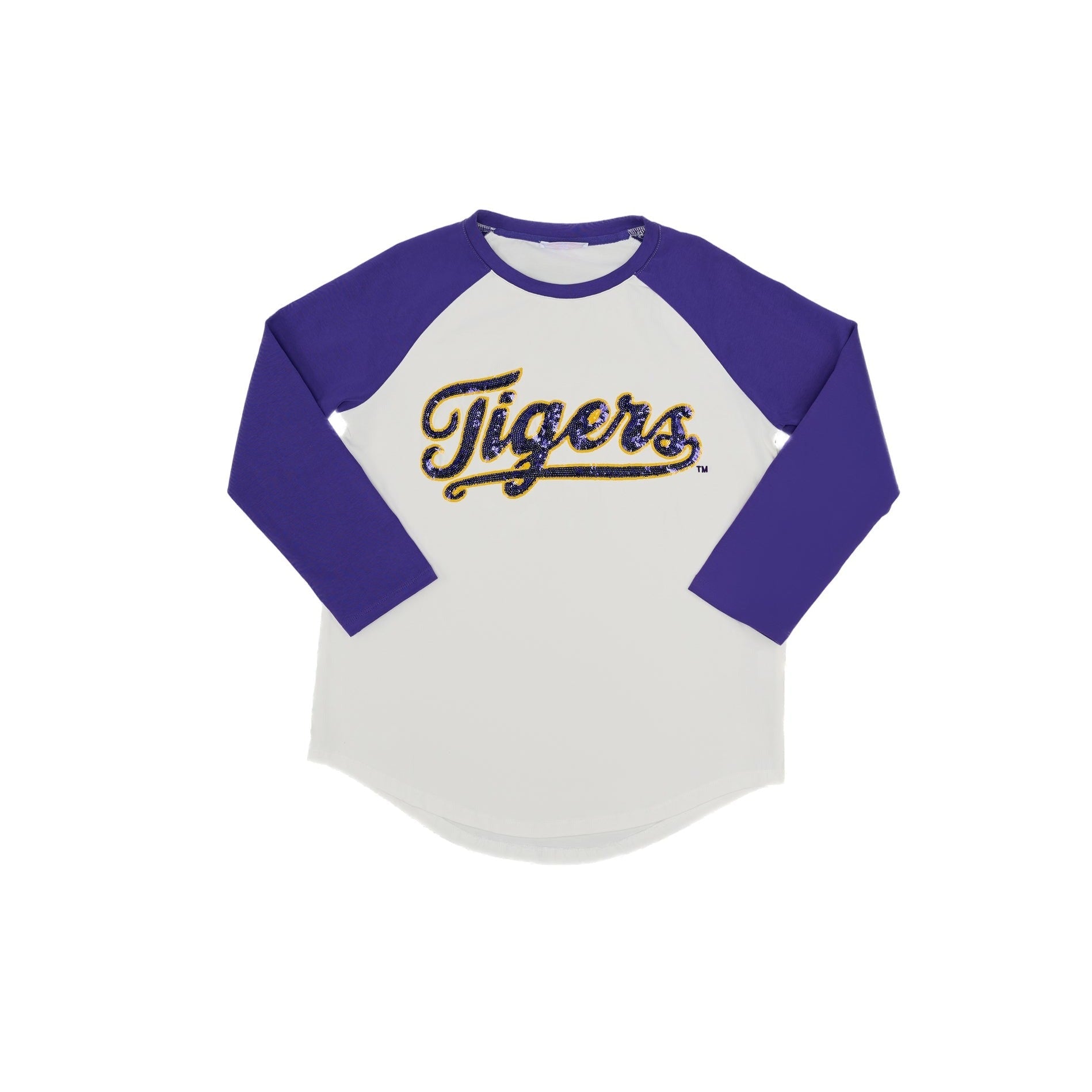 LSU &quot;Tigers&quot; Purple Raglan Tee - Sparkle City Co