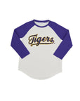 LSU "Tigers" Purple Raglan Tee - Sparkle City Co