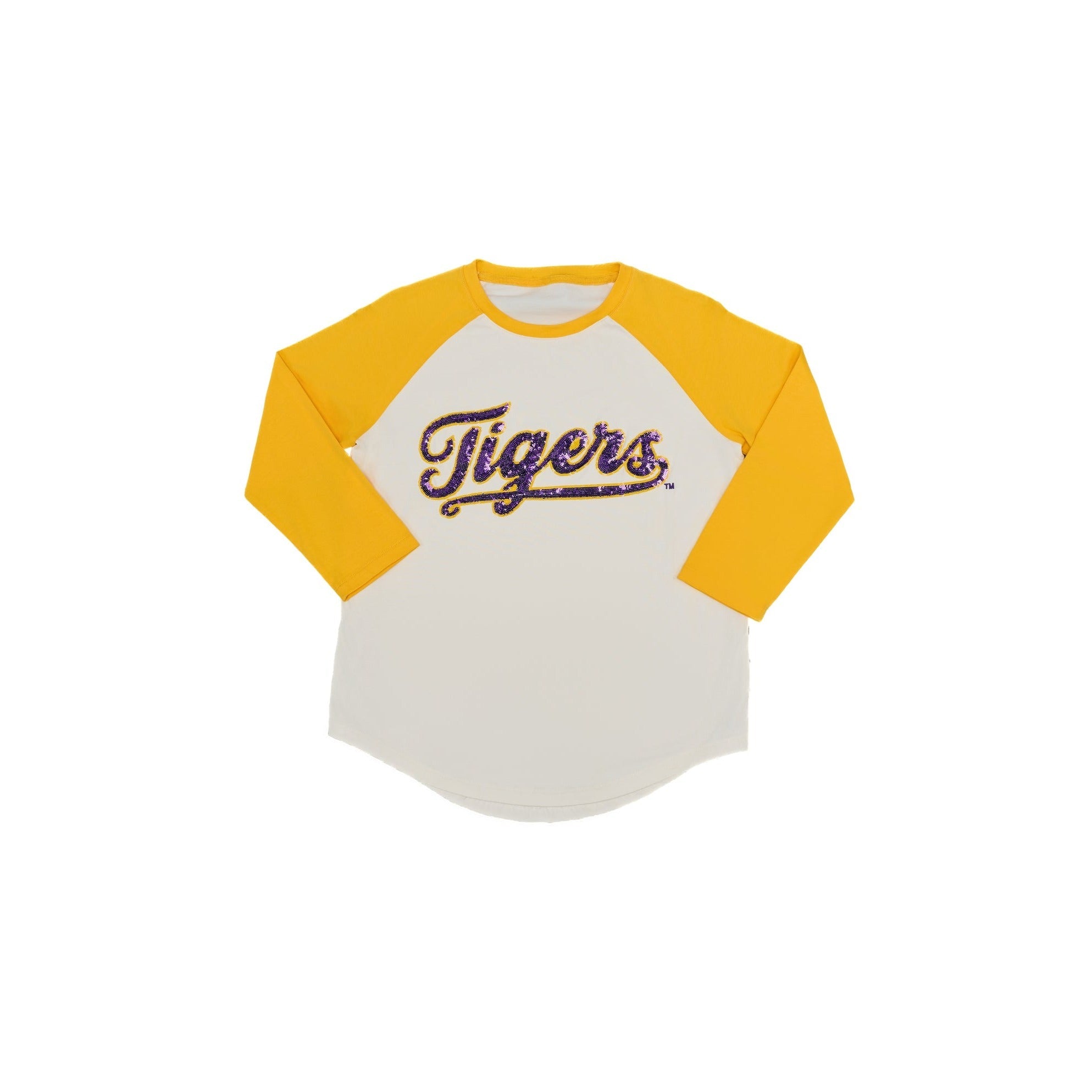LSU &quot;Tigers&quot; Yellow Raglan Tee - Sparkle City Co