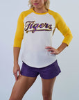 LSU "Tigers" Yellow Raglan Tee - Sparkle City Co