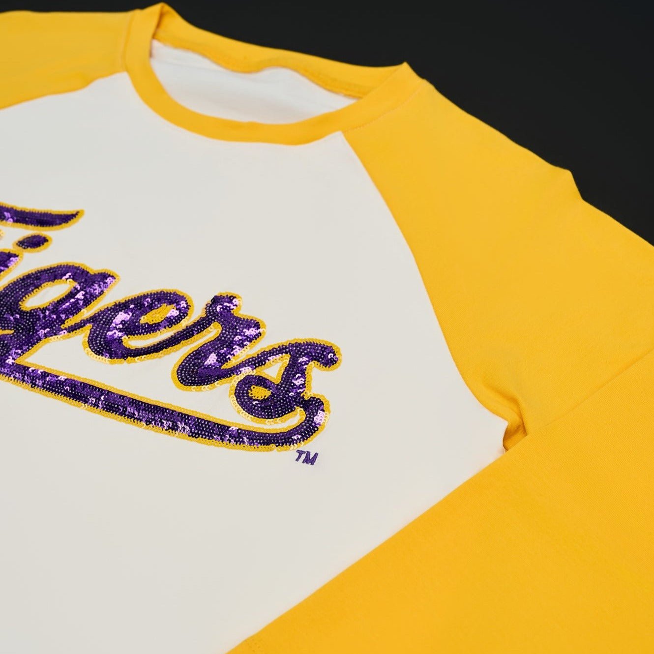 LSU &quot;Tigers&quot; Yellow Raglan Tee - Sparkle City Co