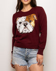 Mega Bulldog Sequin Sweater - Maroon - Sparkle City Co