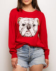 Mega Bulldog Sequin Sweater Red - Sparkle City Co