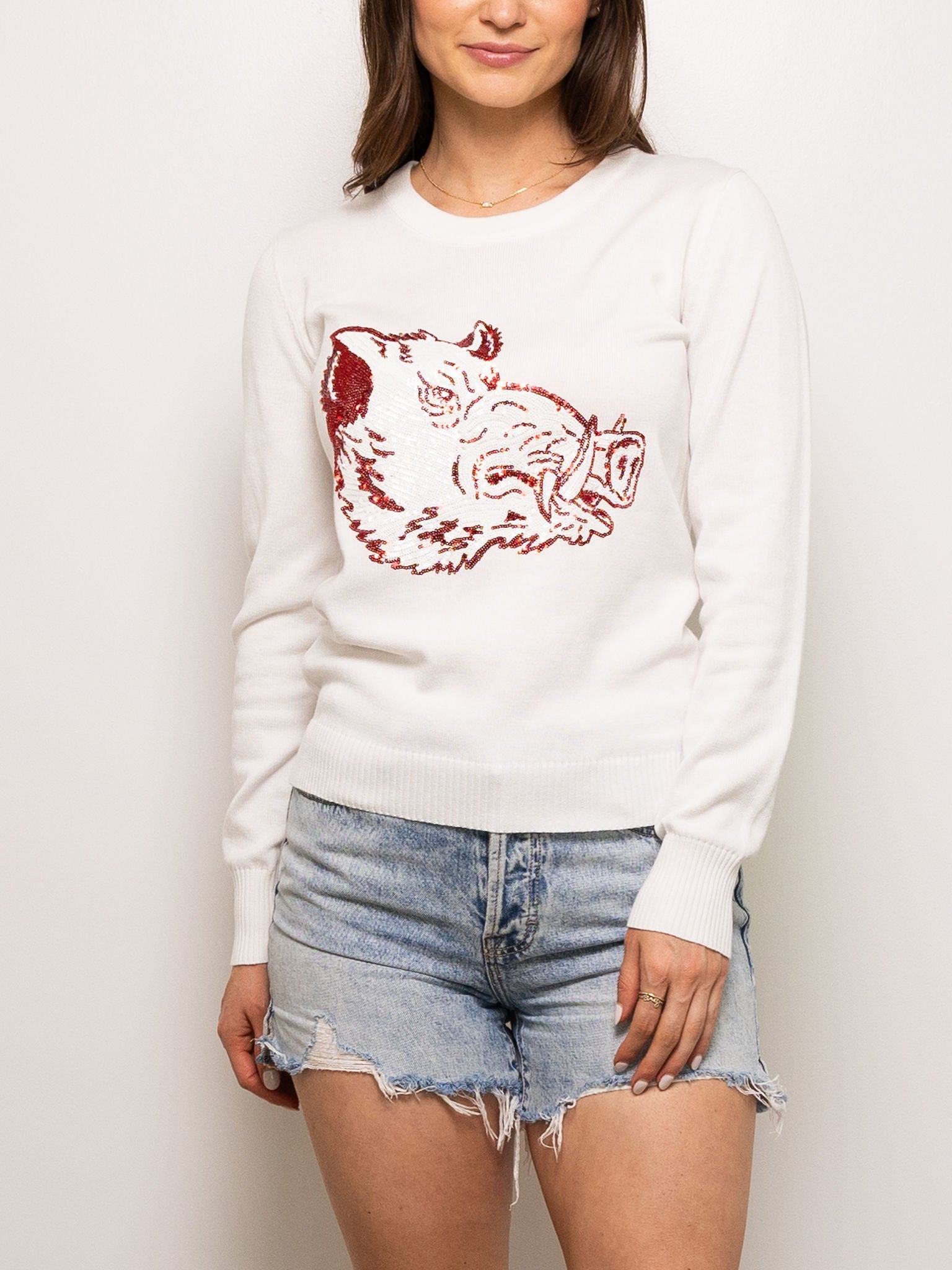 Mega Hog Sweater White - Sparkle City Co