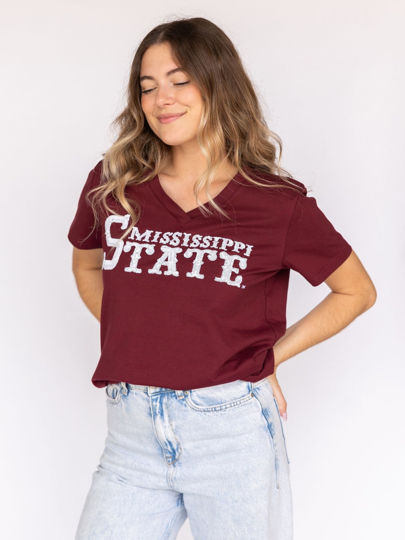 MISSISSIPPI STATE MAROON TEE - Sparkle City Co
