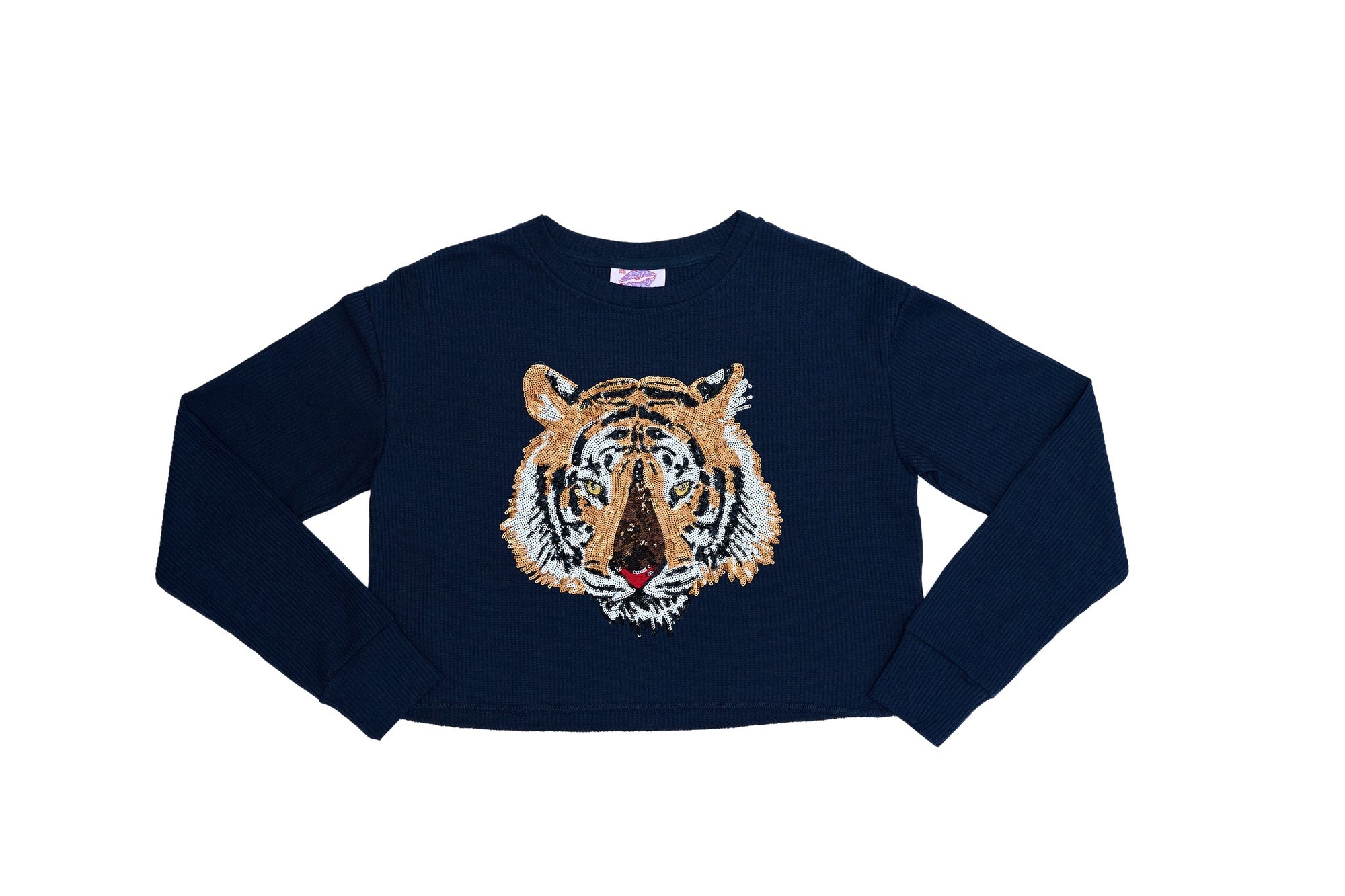 Navy Tiger Waffle Crop Top - Sparkle City Co