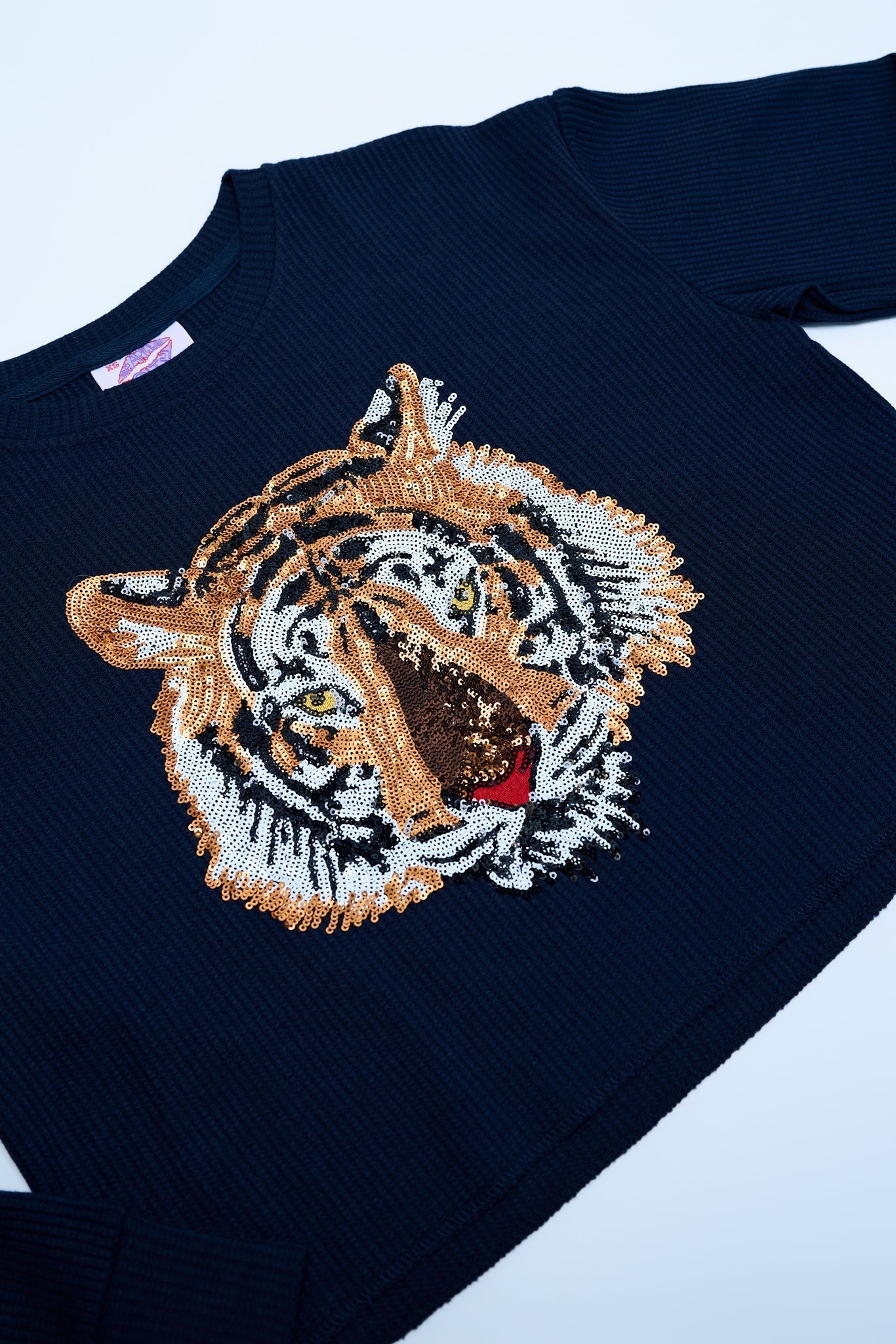 Navy Tiger Waffle Crop Top - Sparkle City Co