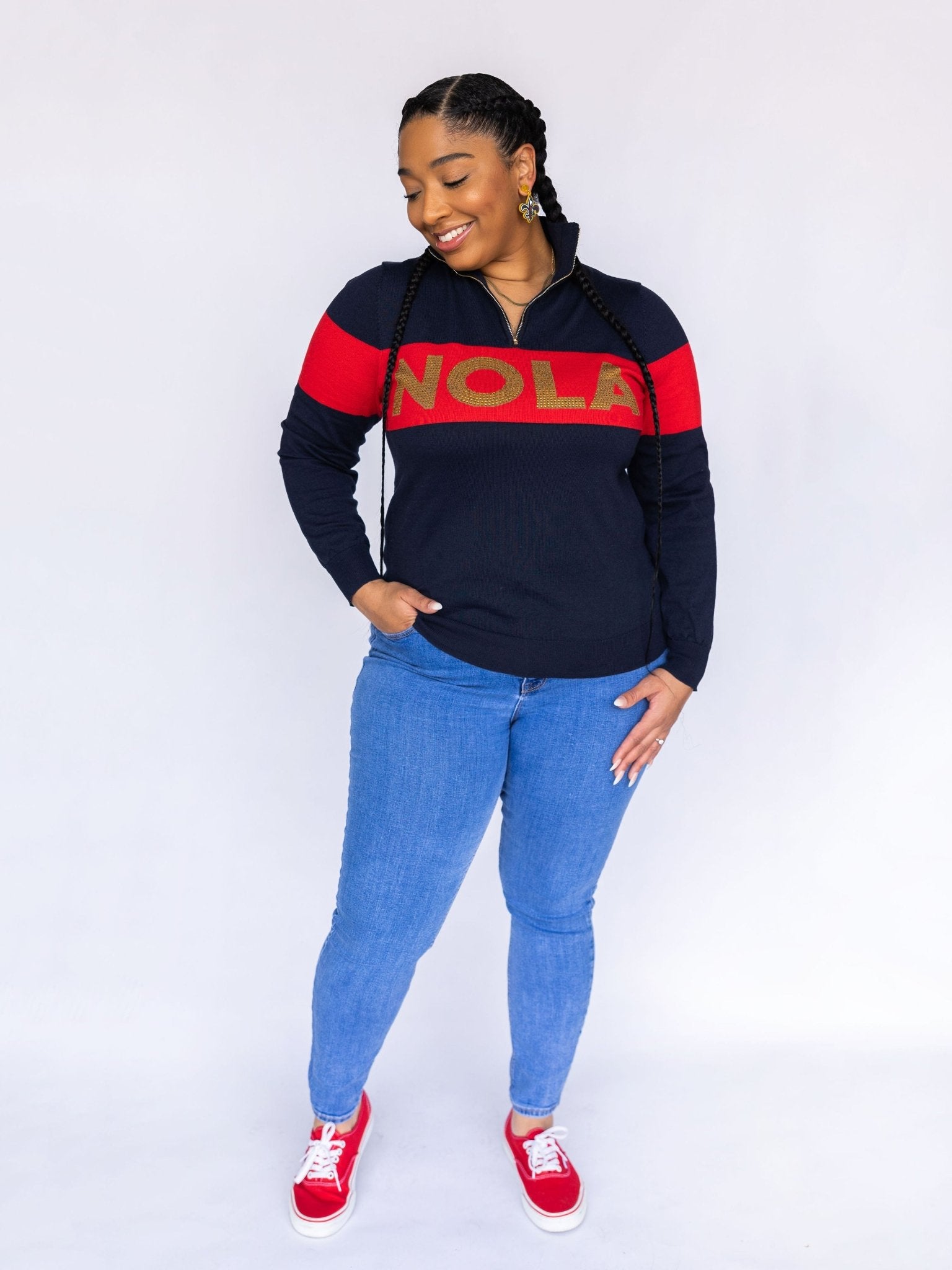 NOLA HALF ZIP SWEATER - Sparkle City Co