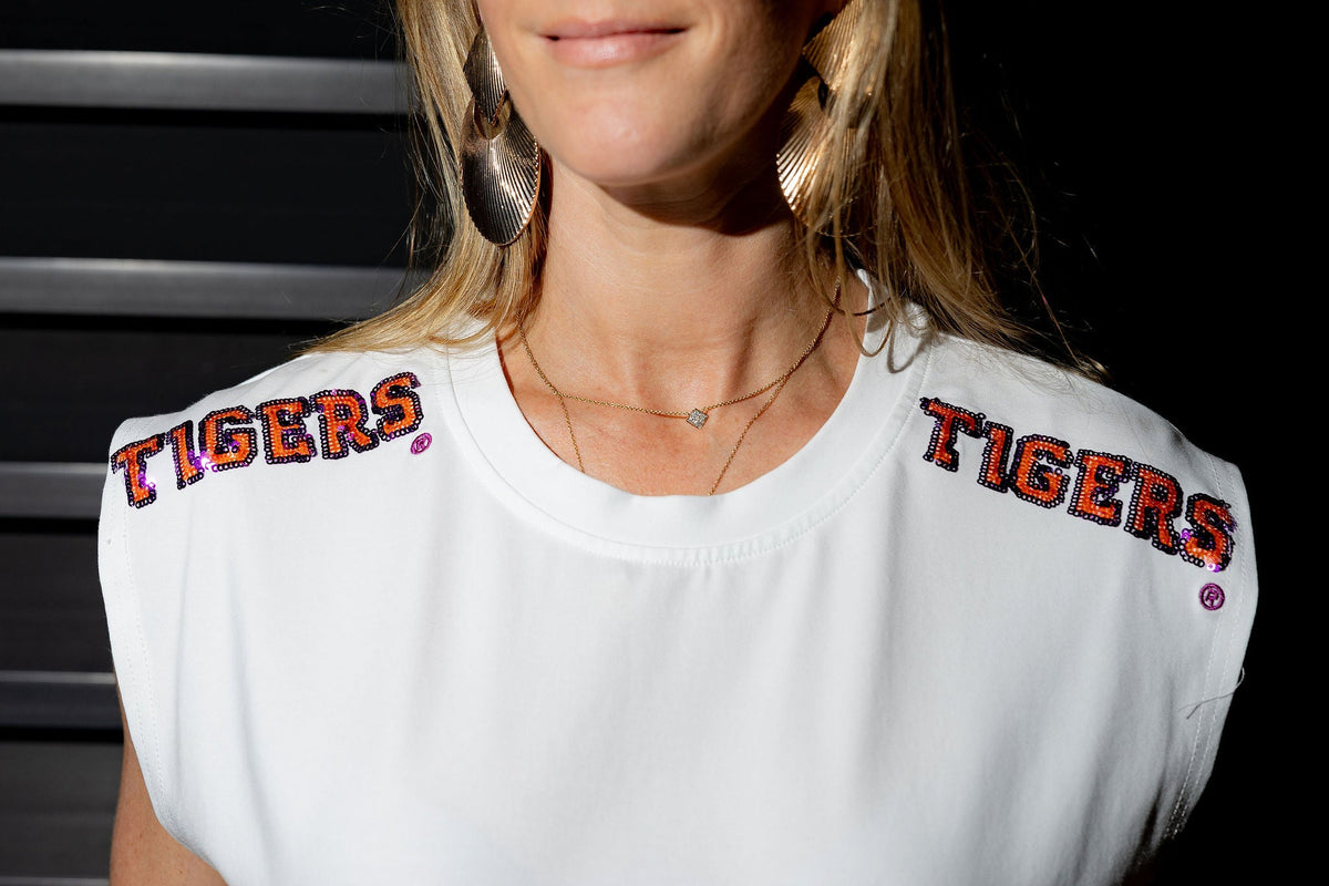 PARTY SHOULDERS TANK- CLEMSON - Sparkle City Co