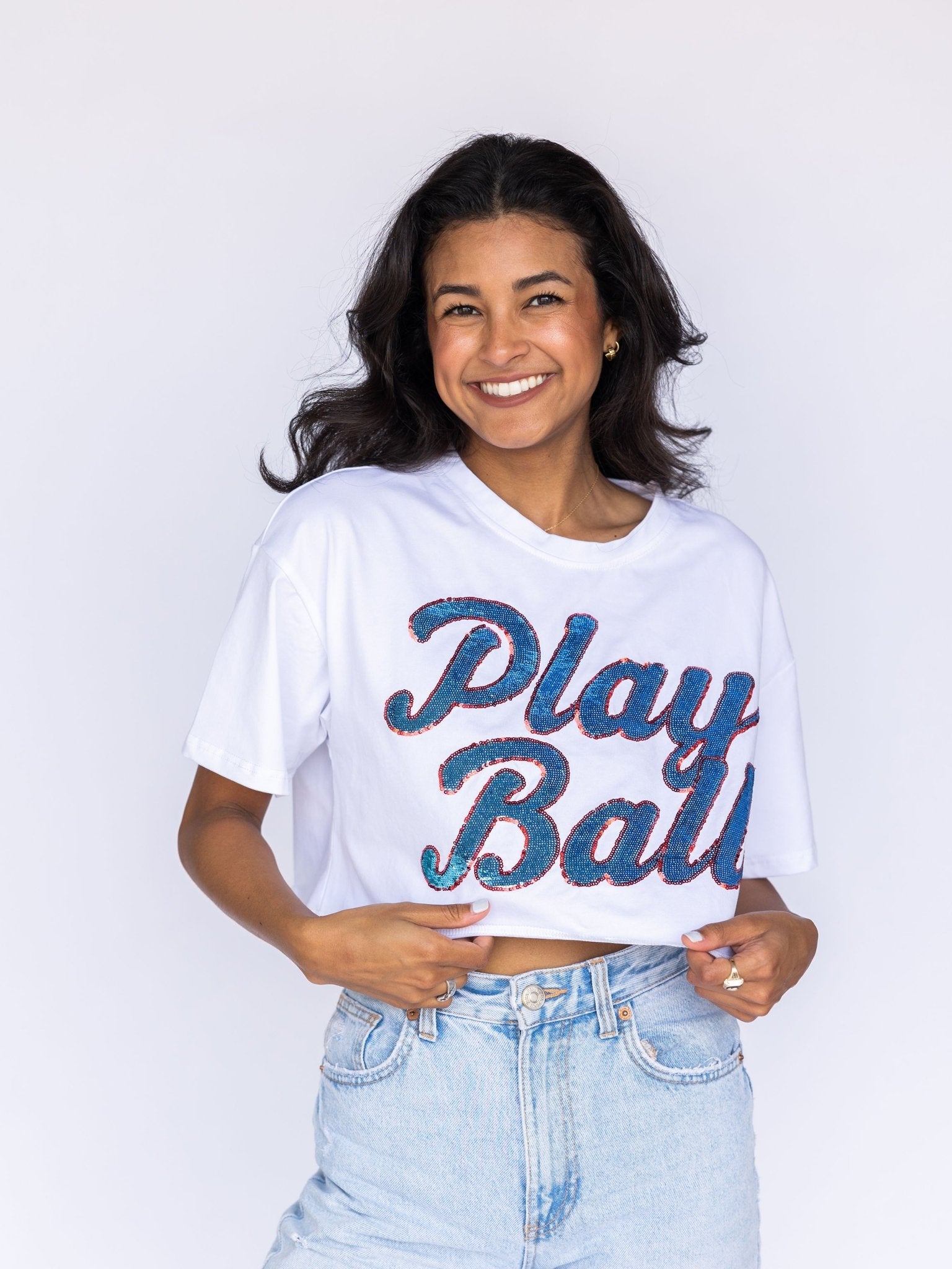 Play Ball Crop Blue & Red - Sparkle City Co