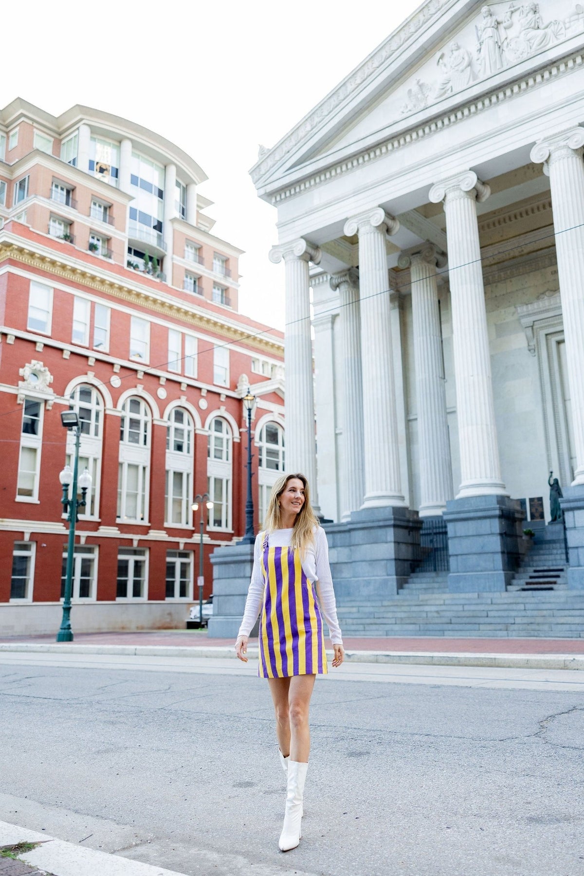 Purple and Gold Lightweight Overall Dress - Sparkle City Co