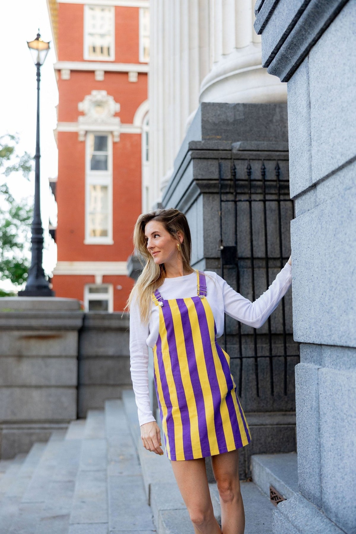 Purple and Gold Lightweight Overall Dress - Sparkle City Co
