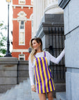 Purple and Gold Lightweight Overall Dress - Sparkle City Co