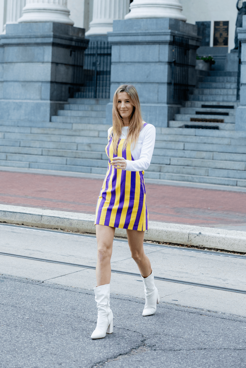 Purple and Gold Lightweight Overall Dress - Sparkle City Co