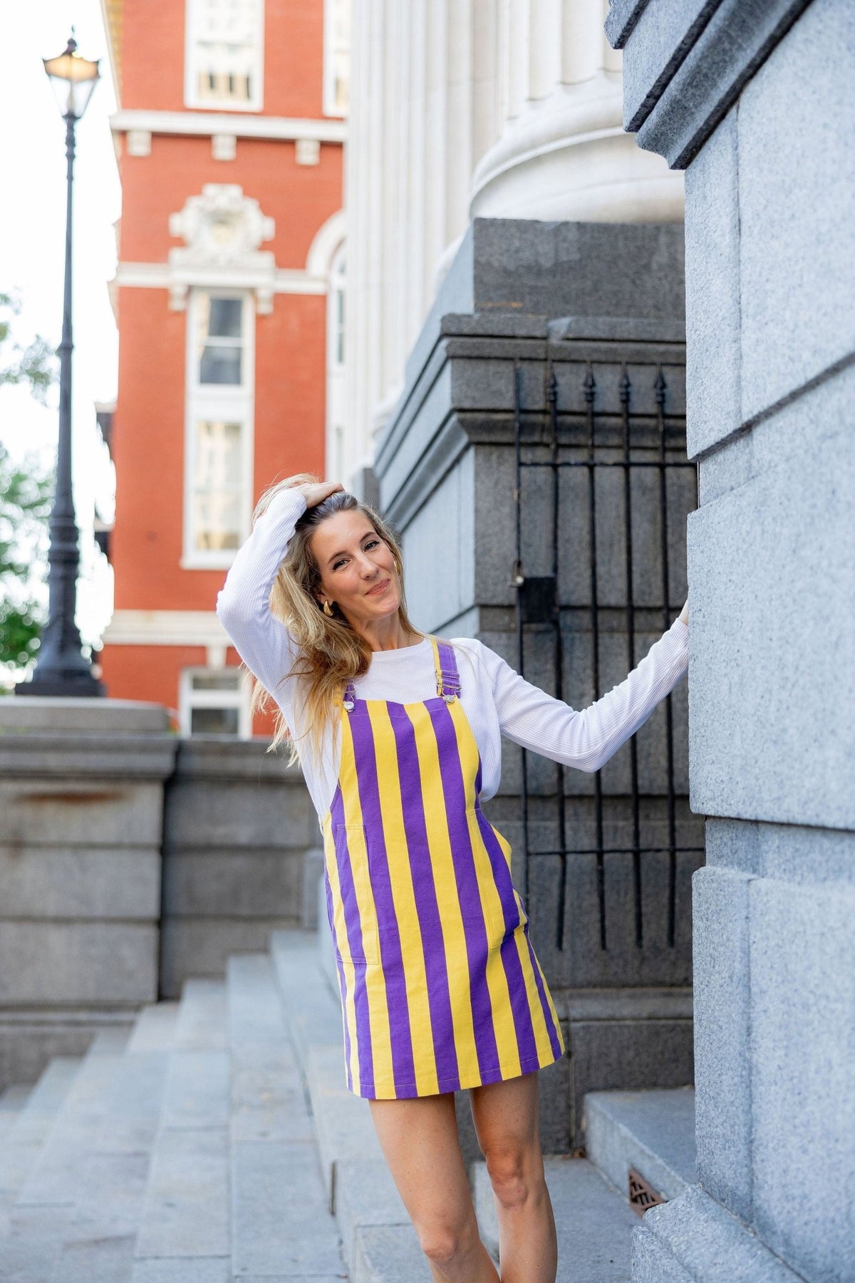 Purple and Gold Lightweight Overall Dress - Sparkle City Co