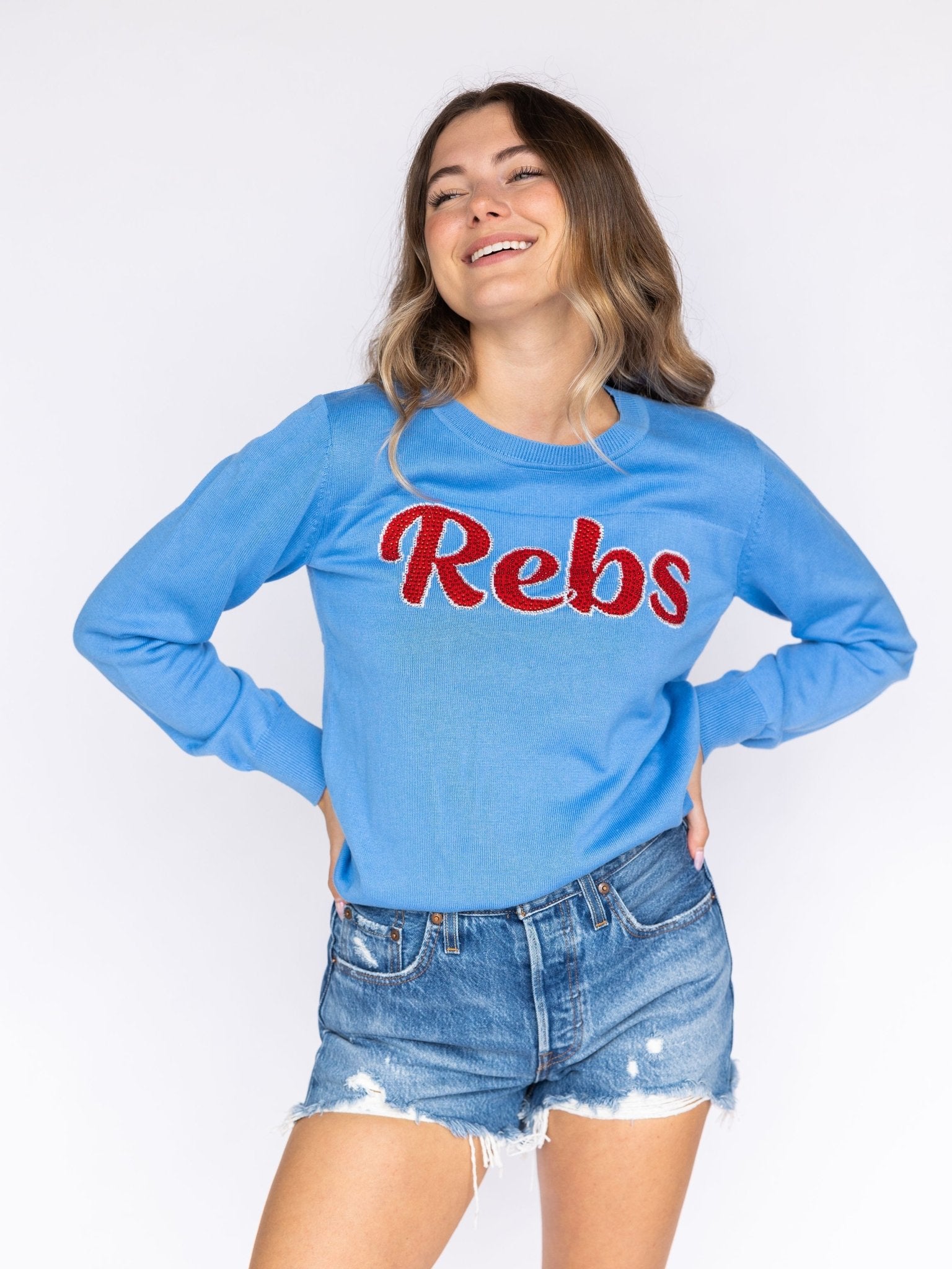 REBS Blue Crew Neck Sweater - Sparkle City Co