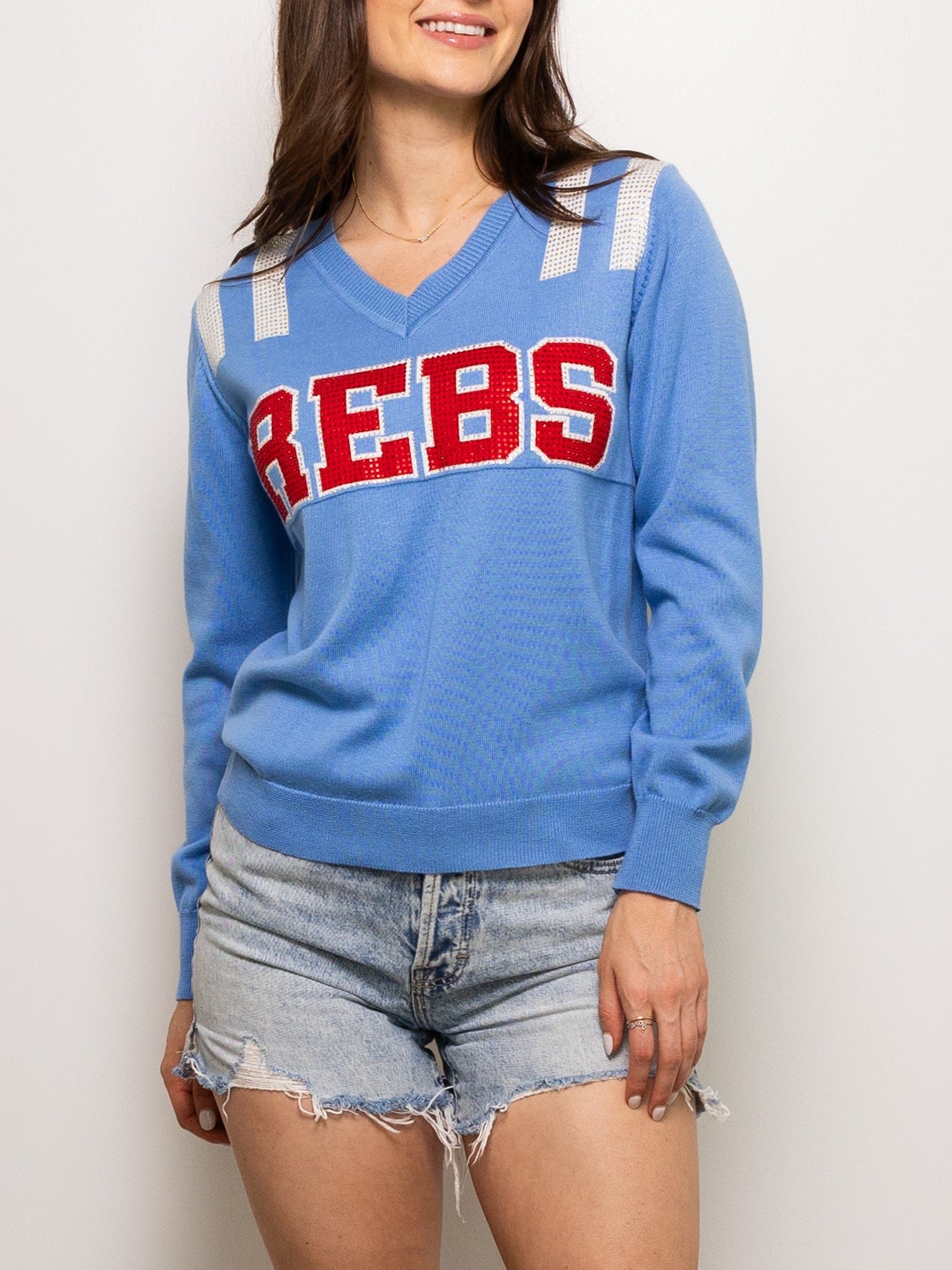 REBS Powder Blue Jersey Sweater - Sparkle City Co
