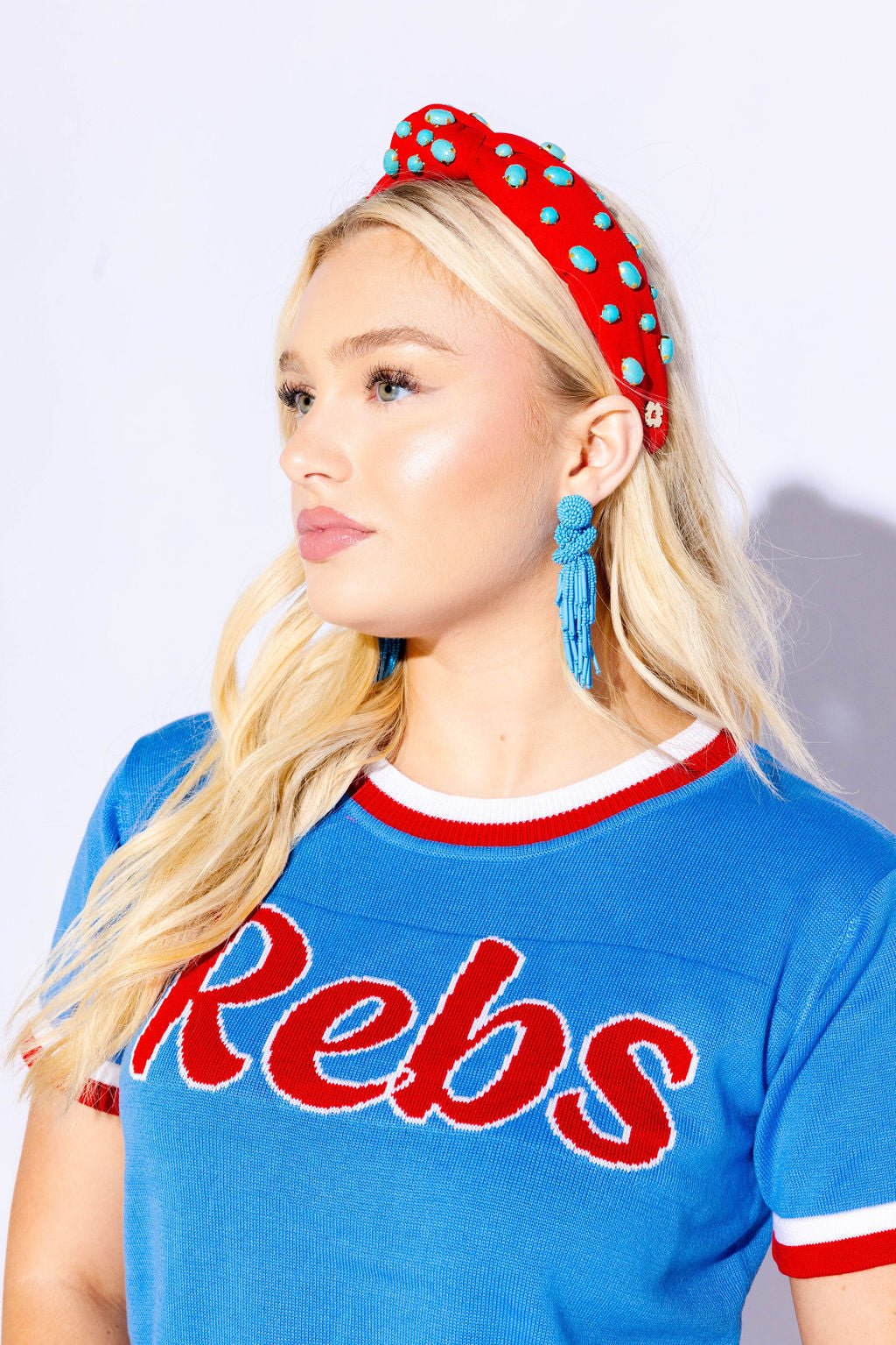 REBS Short Sleeve Sweater - Powder Blue - Sparkle City Co