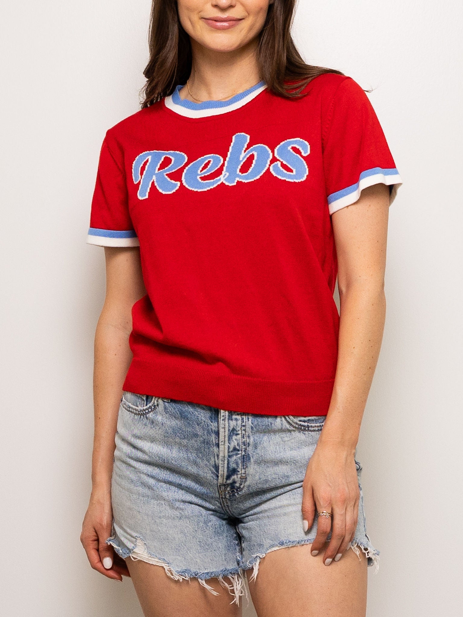 Rebs short sleeve sweater - Red - Sparkle City Co