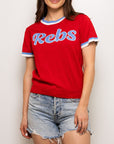 Rebs short sleeve sweater - Red - Sparkle City Co