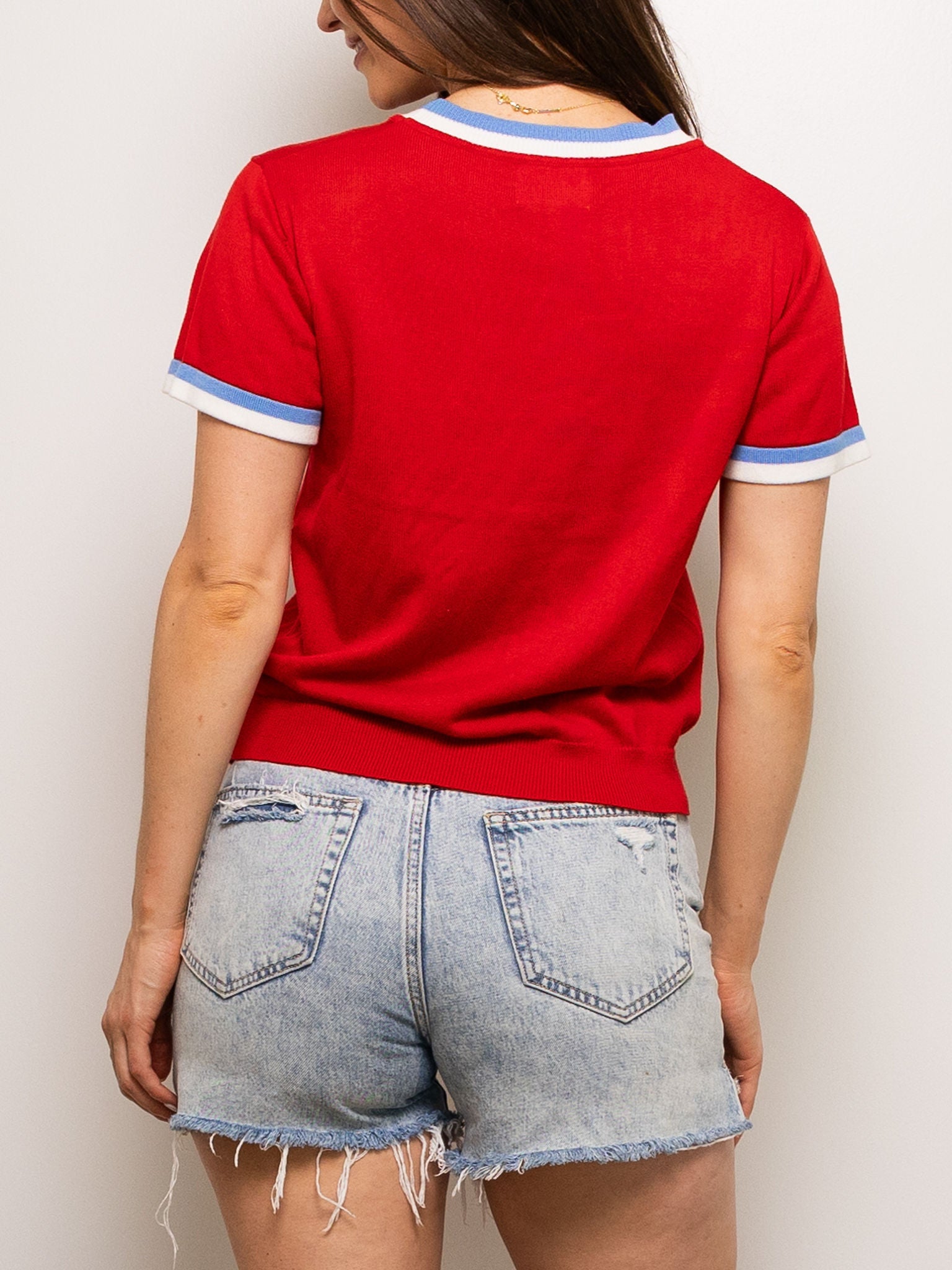 Rebs short sleeve sweater - Red - Sparkle City Co