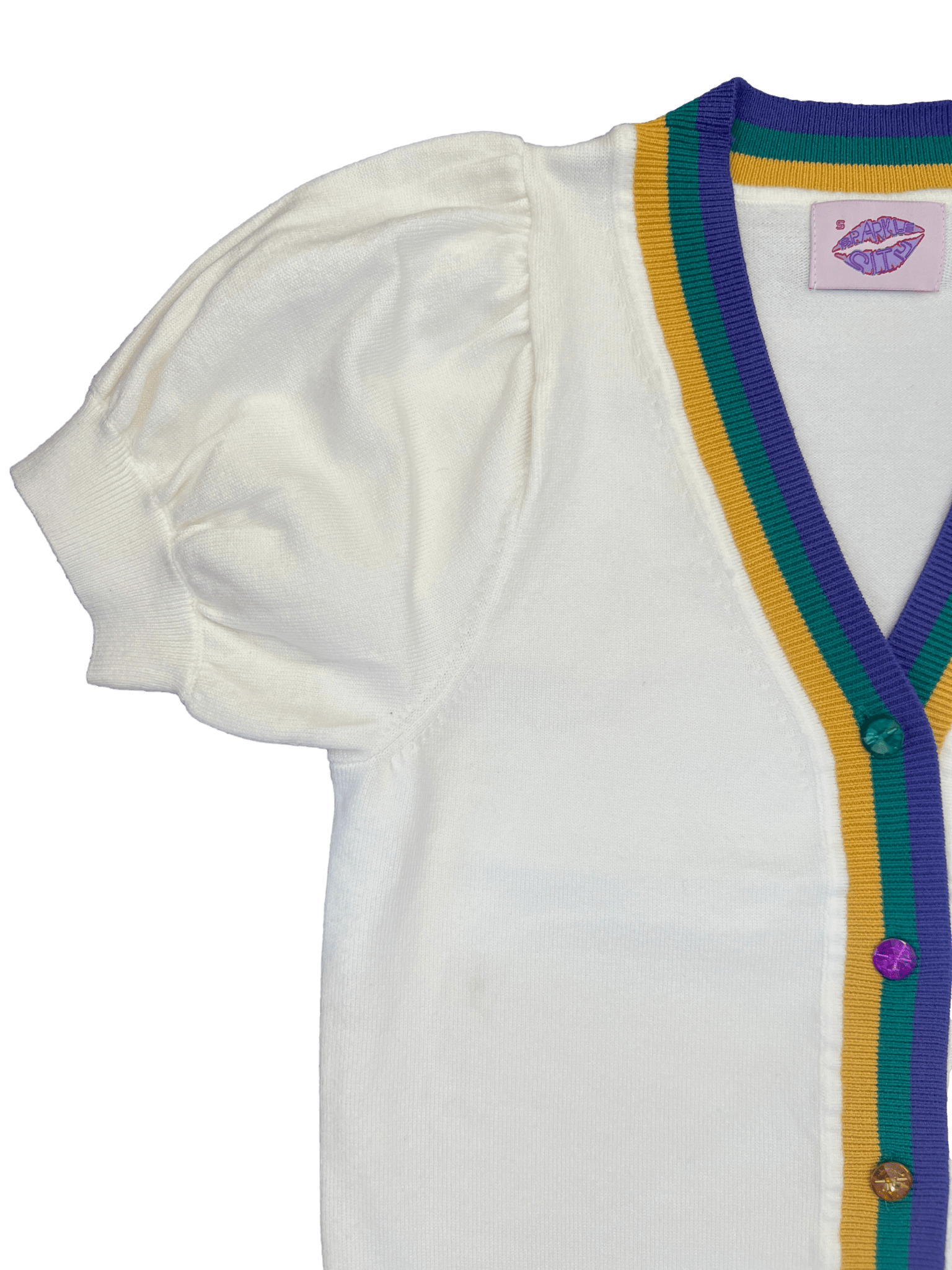 Short Sleeve Mardi Gras Cardigan - Sparkle City Co