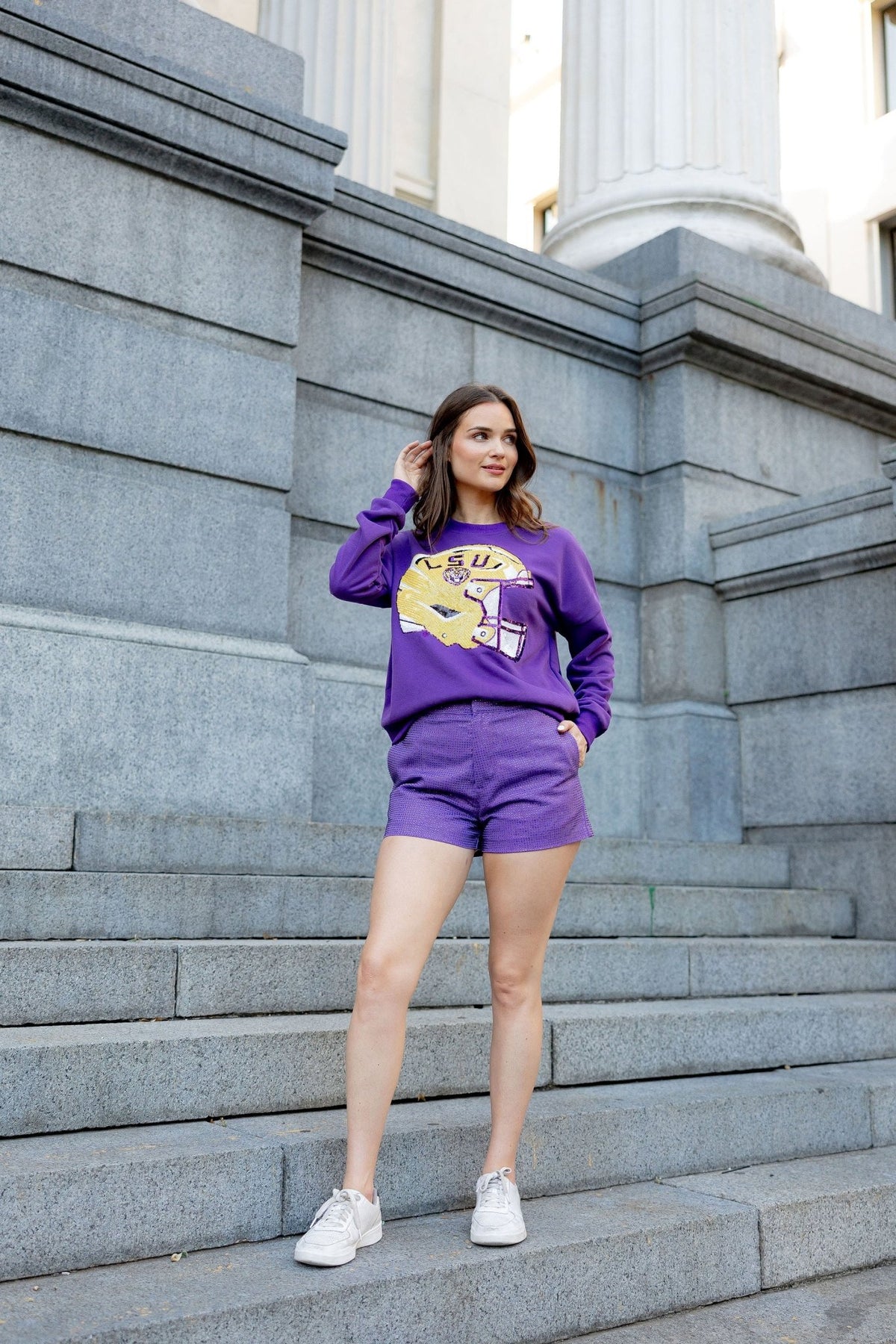 Sparkle Helmet Sweatshirt- LSU - Sparkle City Co
