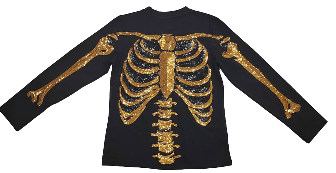 Sparkly Skeleton Tee - Black and Gold - Sparkle City Co
