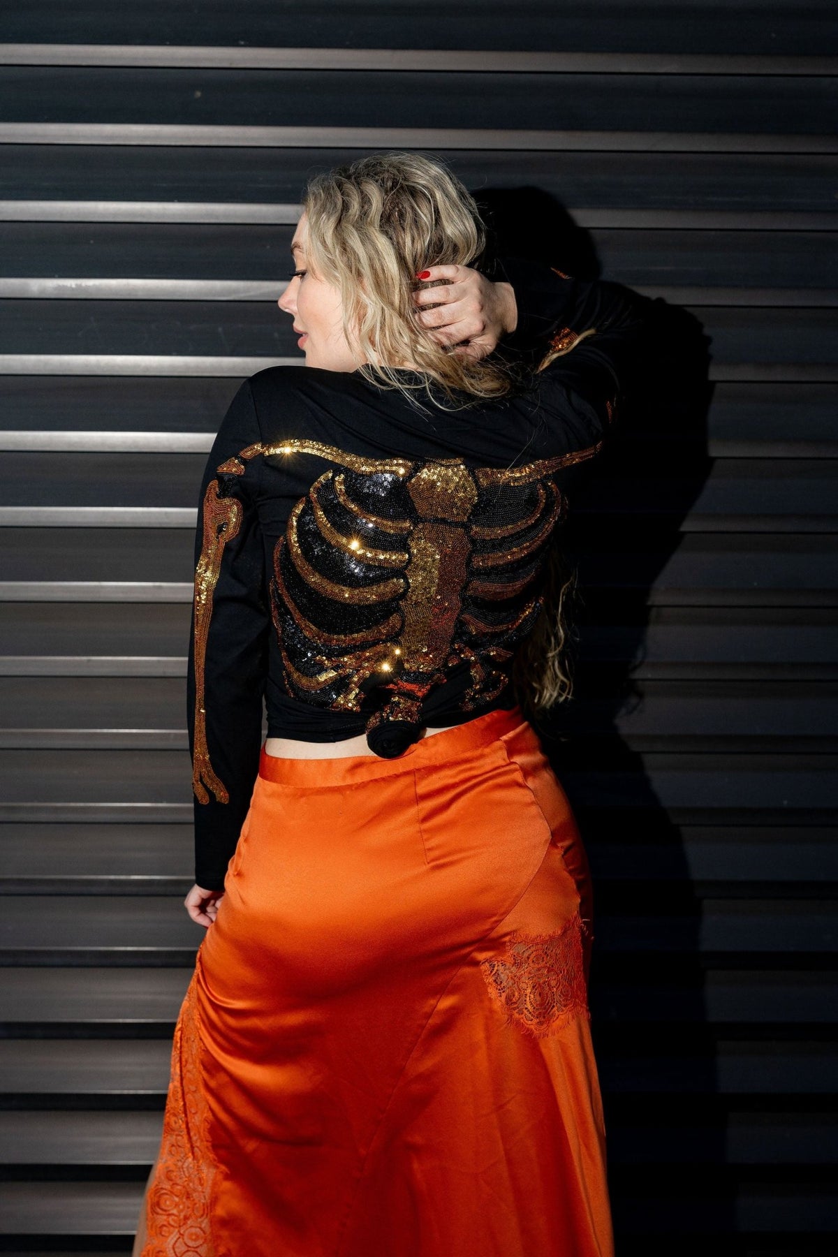 Sparkly Skeleton Tee - Black and Gold - Sparkle City Co