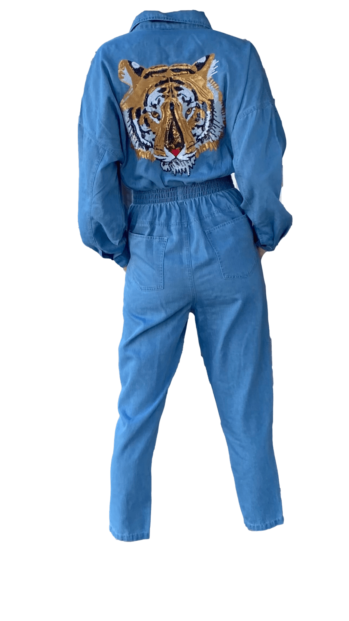 TIGER DENIM JUMPSUIT - Sparkle City Co