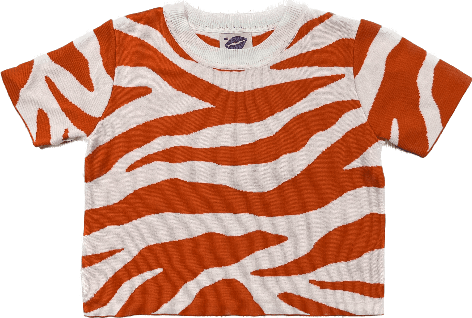 TIGER STRIPE KNIT CROP - ORANGE AND WHITE - Sparkle City Co