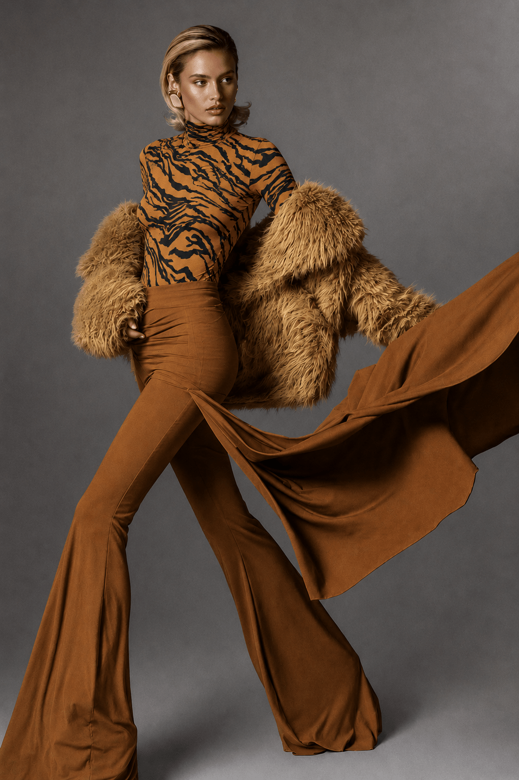 Tiger Stripe Turtle Neck - Sparkle City Co