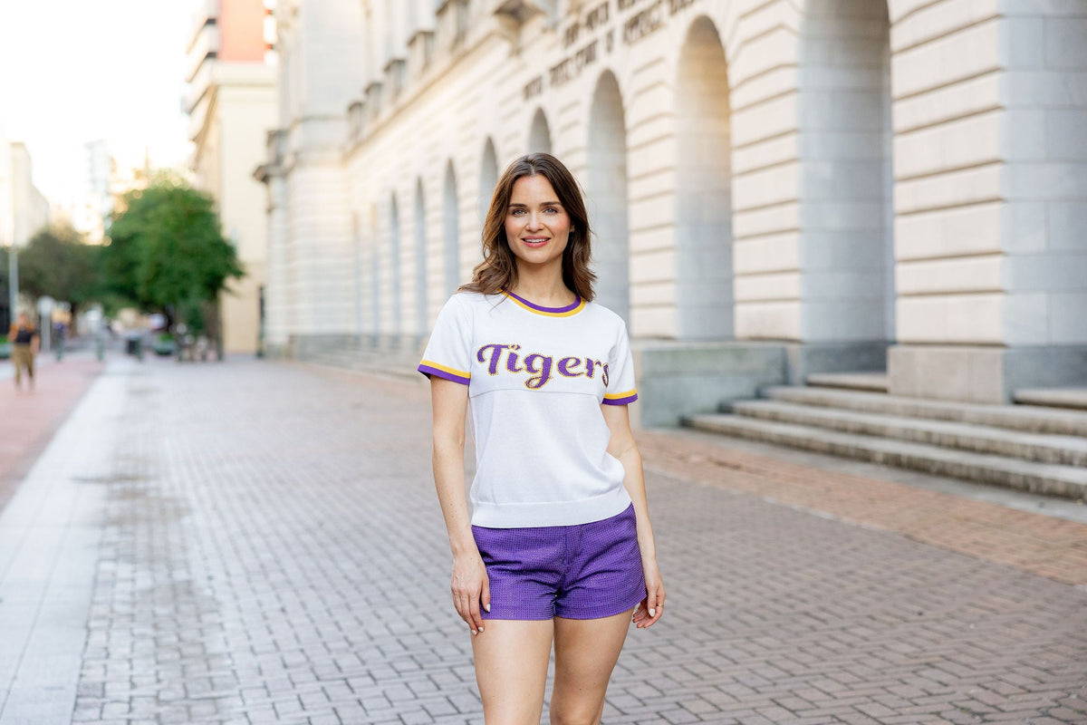 "TIGERS" Short Sleeve Sweater - Sparkle City Co