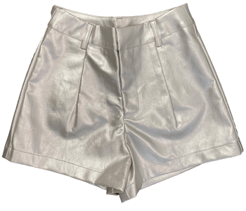 Vegan Leather Shorts | Silver - Sparkle City Co