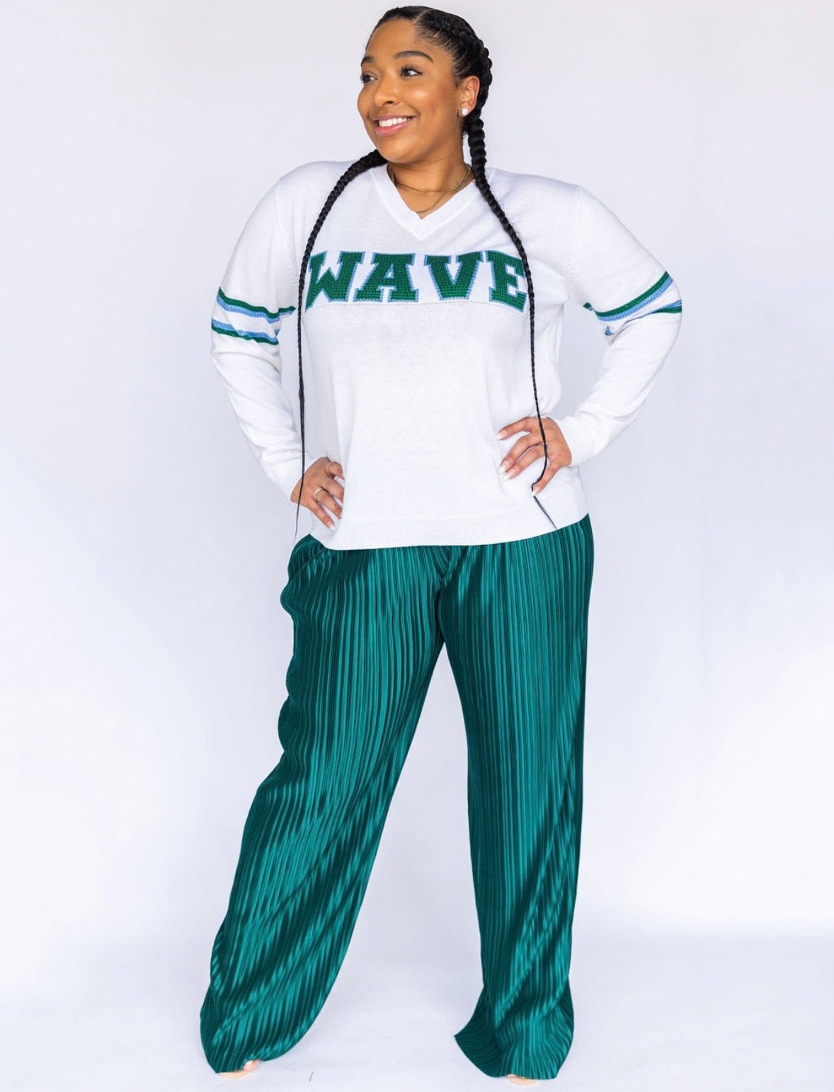 WAVE White Jersey Sweater - Sparkle City Co